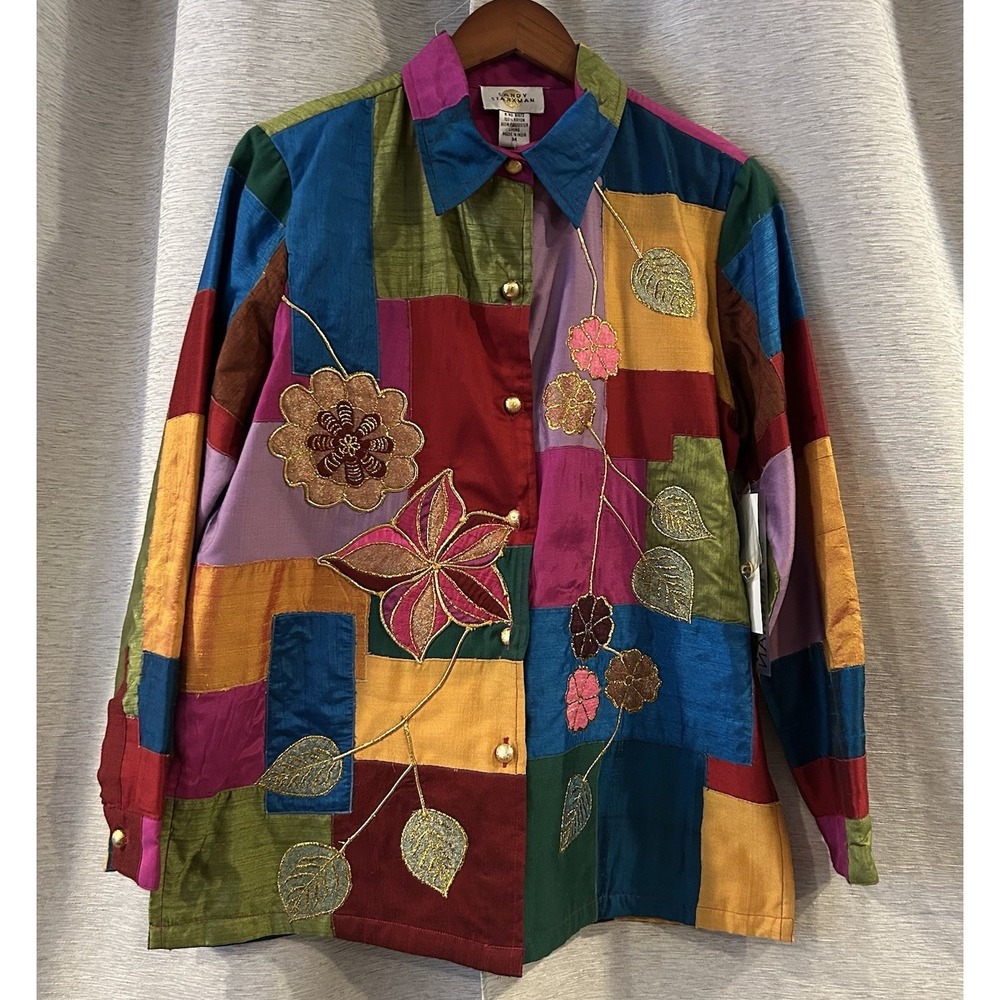 Vintage Sandy Starkman Patchwork Jacket Women's Size Medium Embroidered